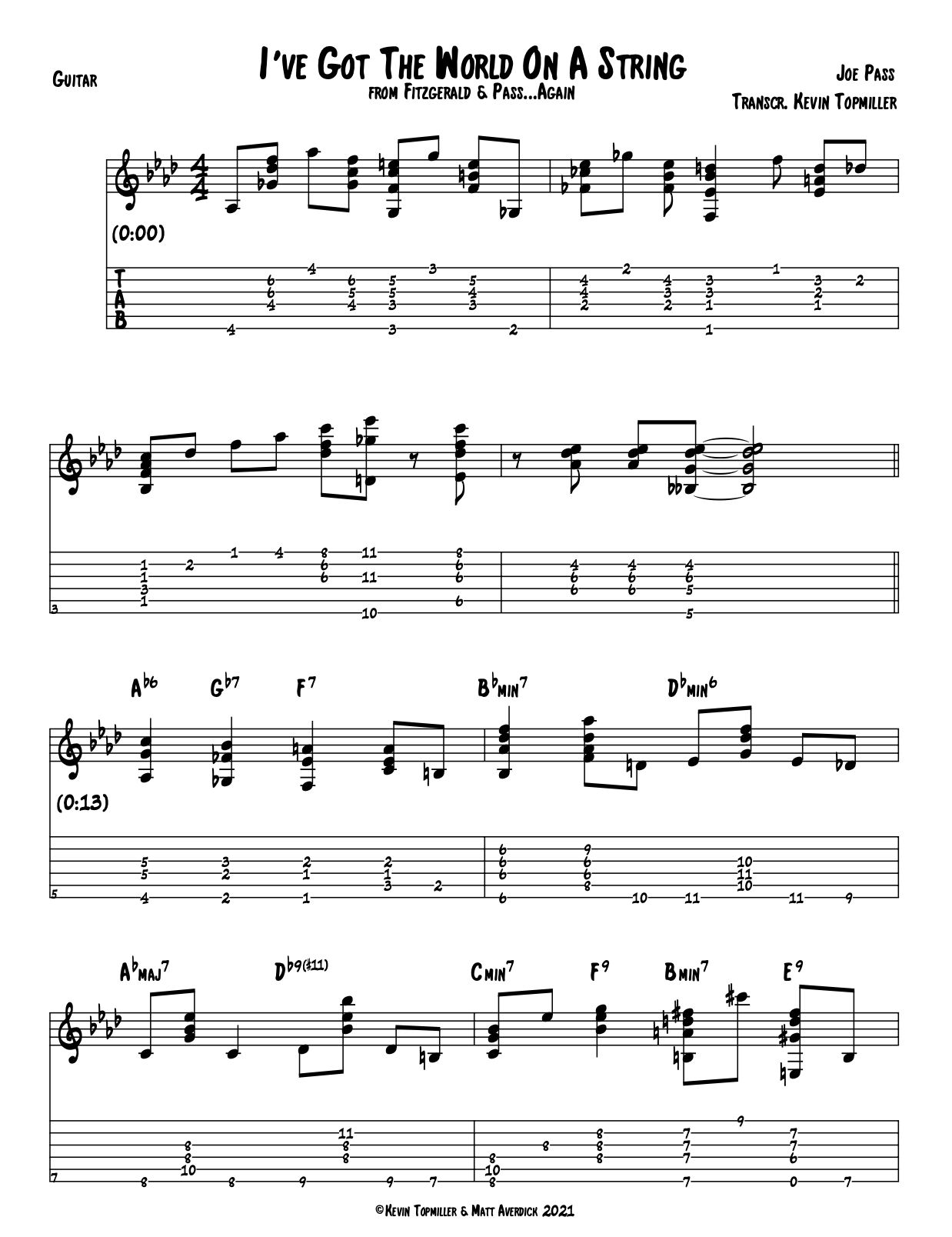 "I've Got the World On A String" - Joe Pass & Ella Fitzgerald (Jazz Guitar Transcription)