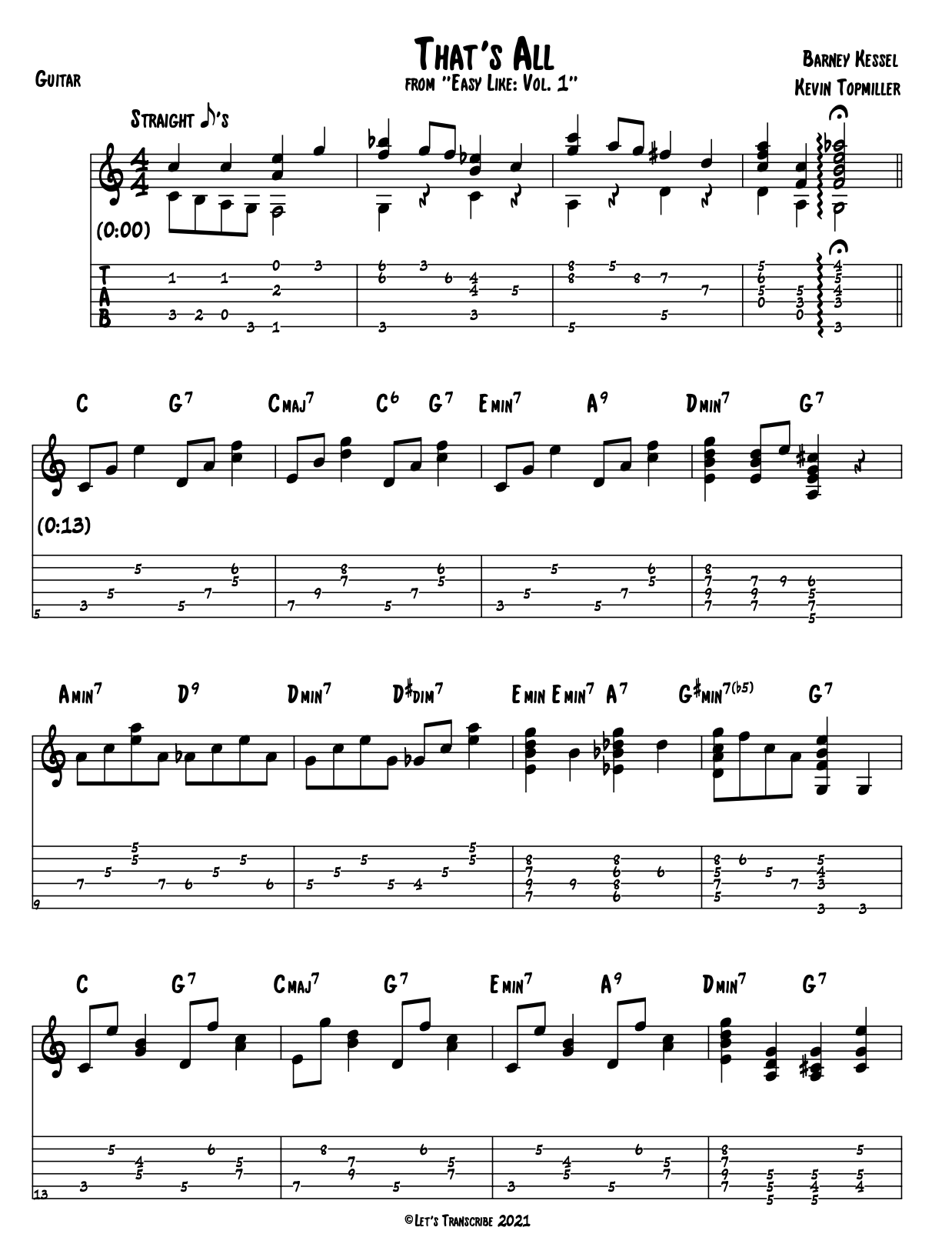 "That's All" - Barney Kessel (Jazz Guitar Transcription)