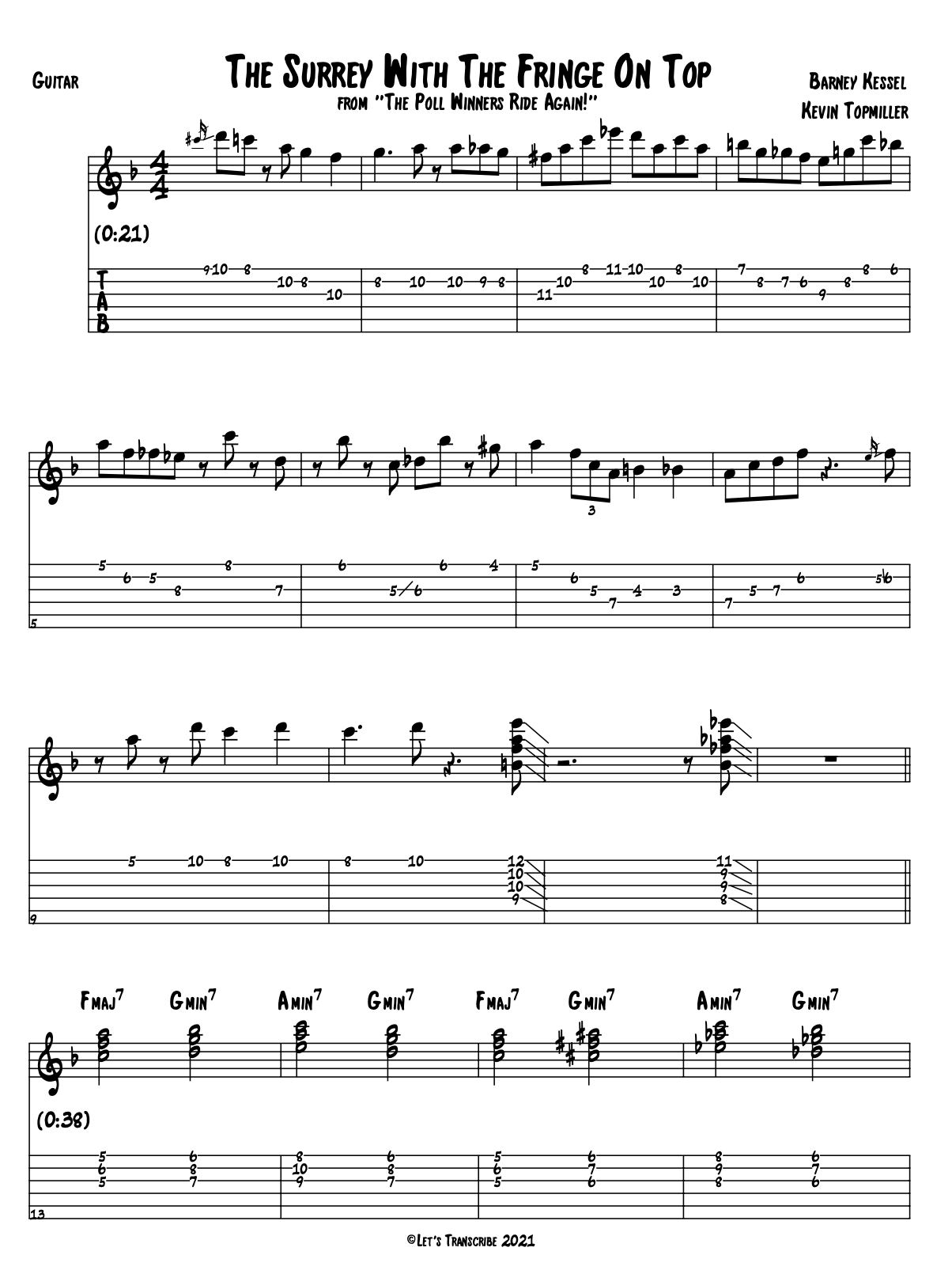 "The Surrey with the Fringe On Top" - Barney Kessel (Jazz Guitar Transcription)