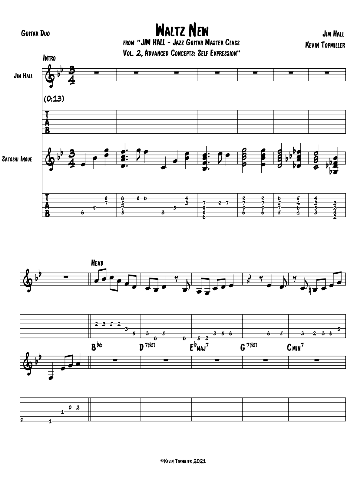 "Waltz New" - Jim Hall (Jazz Guitar Transcription)