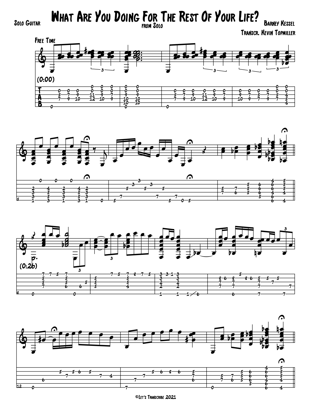 "What Are You Doing for the Rest of Your Life?"- Barney Kessel (Jazz Guitar Transcription)