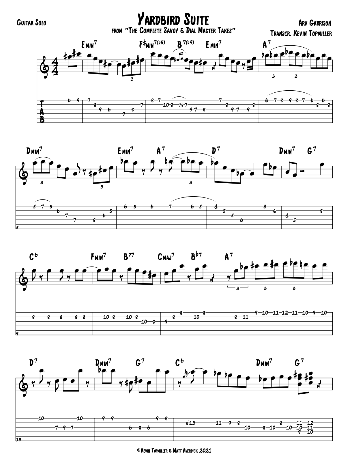 "Yardbird Suite" - Arv Garrison (Jazz Guitar Transcription)