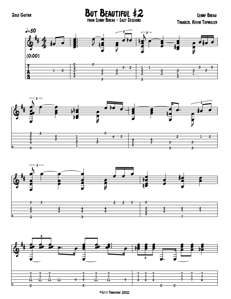 "But Beautiful #2" - Lenny Breau (Jazz Guitar Transcription)
