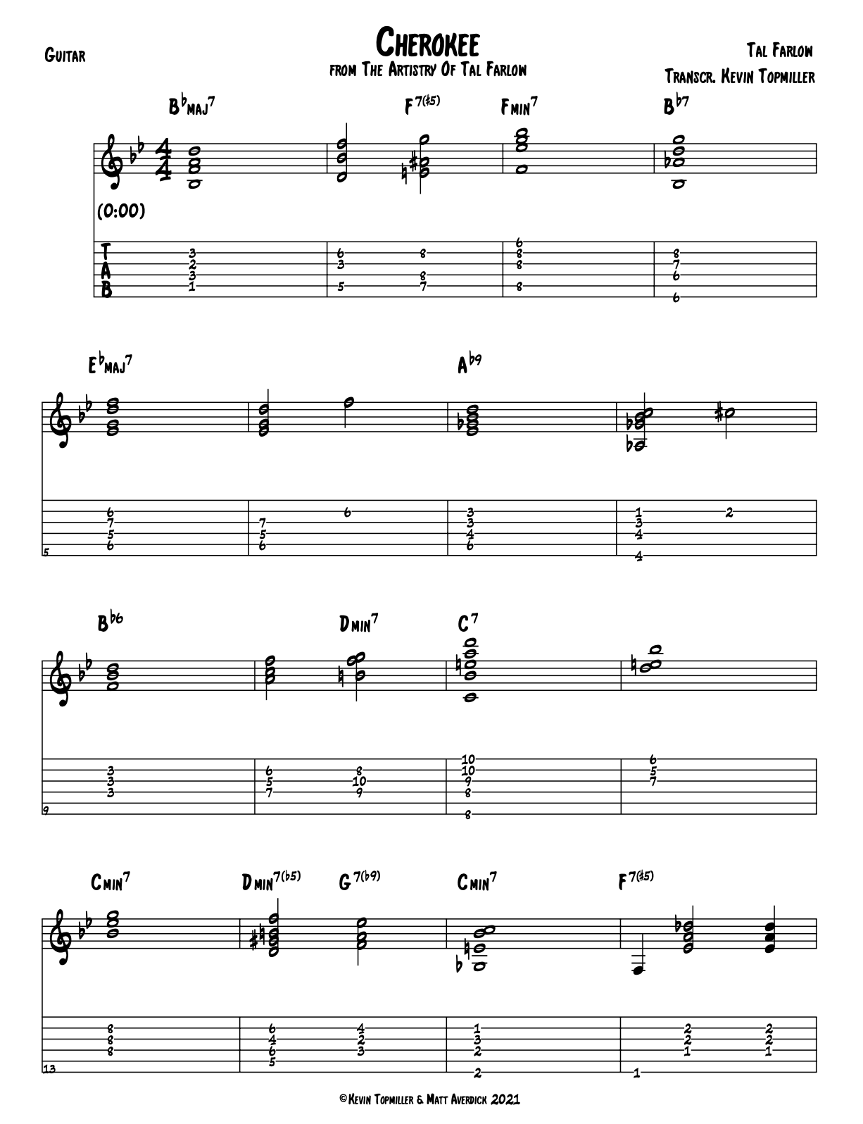 "Cherokee" - Tal Farlow (Jazz Guitar Transcription)