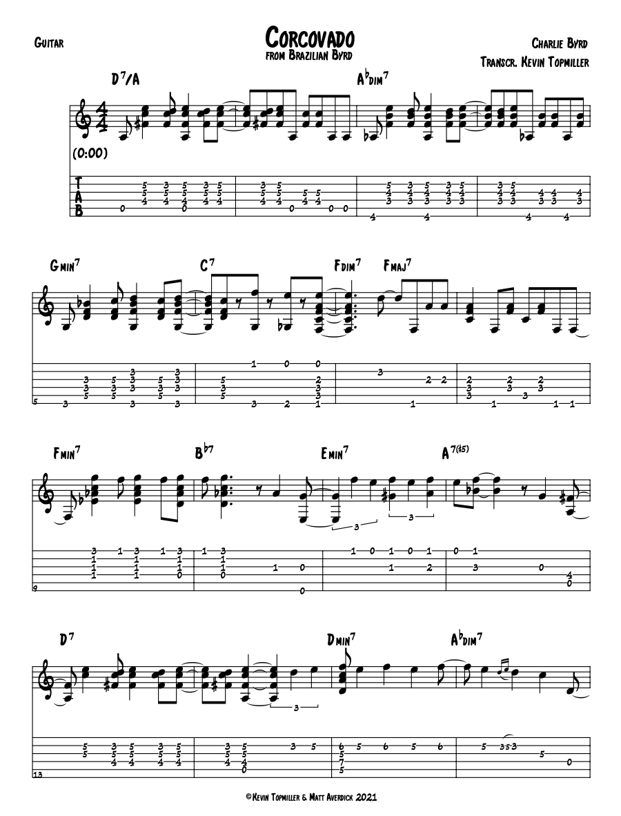 "Corcovado" - Charlie Byrd (Jazz Guitar Transcription)