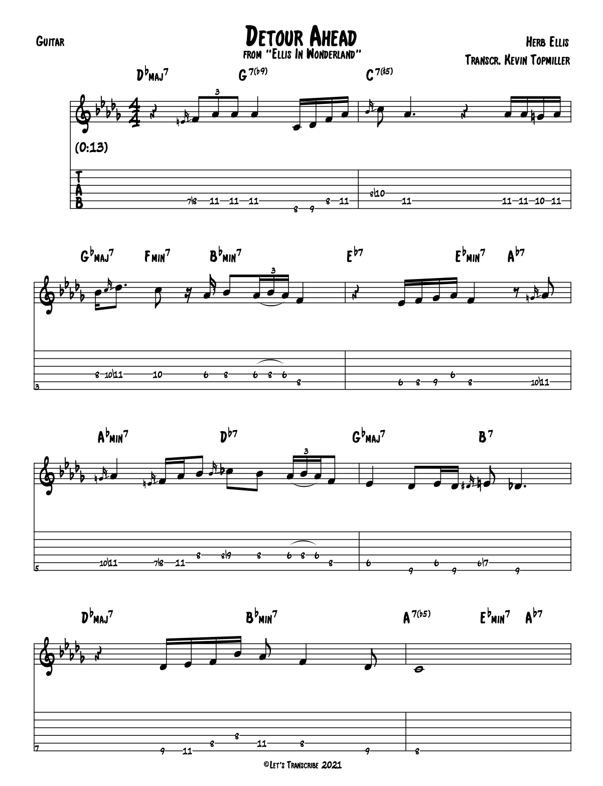 "Detour Ahead" - Herb Ellis (Jazz Guitar Transcription)