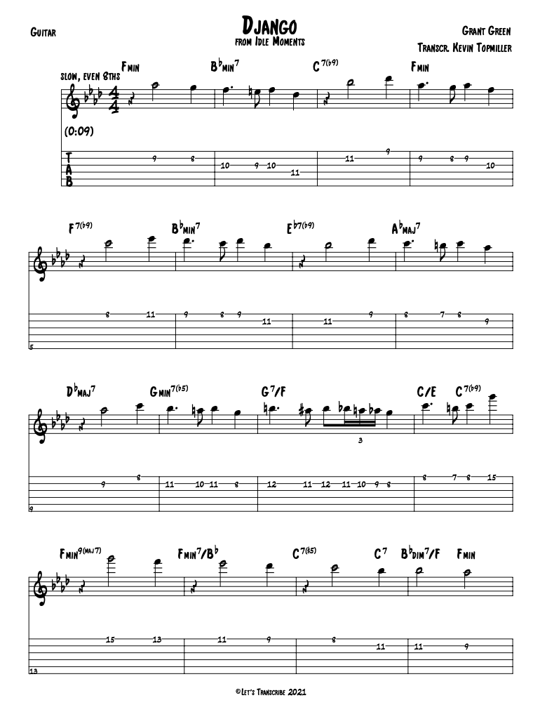 "Django" - Grant Green (Jazz Guitar Transcription)