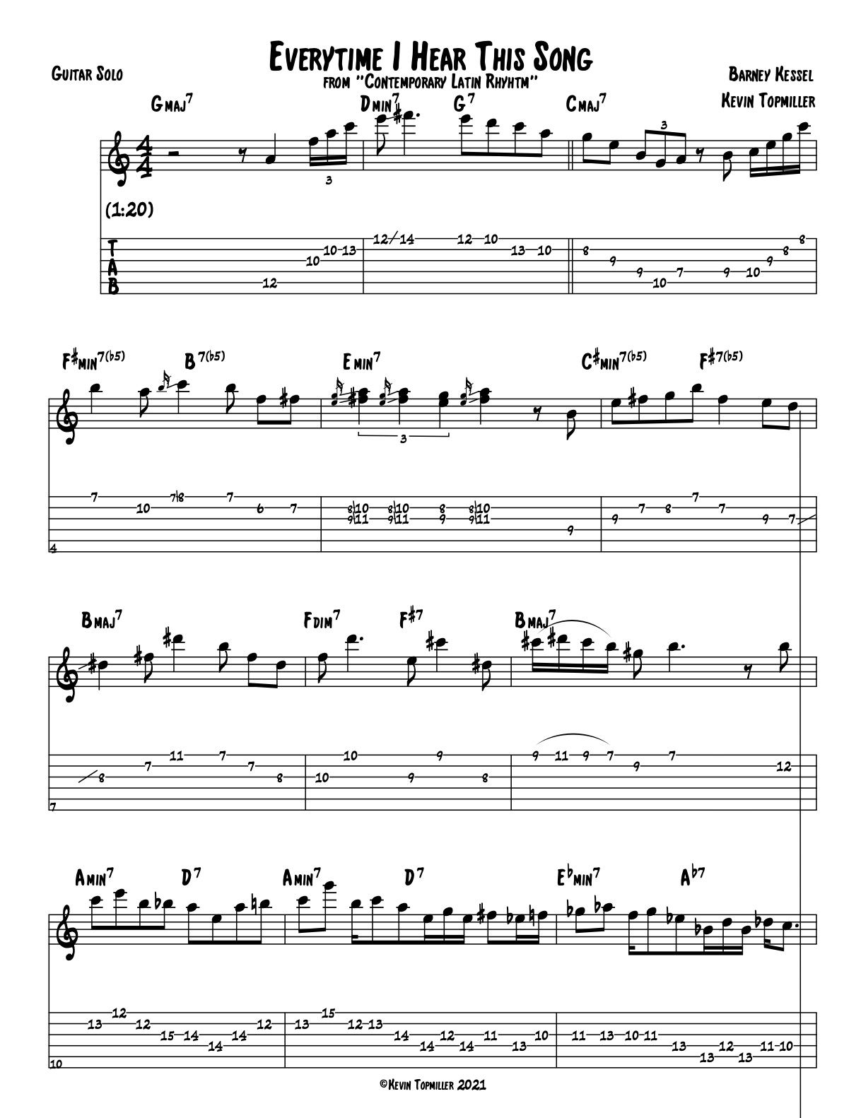 "Everytime I Hear This Song" - Barney Kessel (Jazz Guitar Transcription)