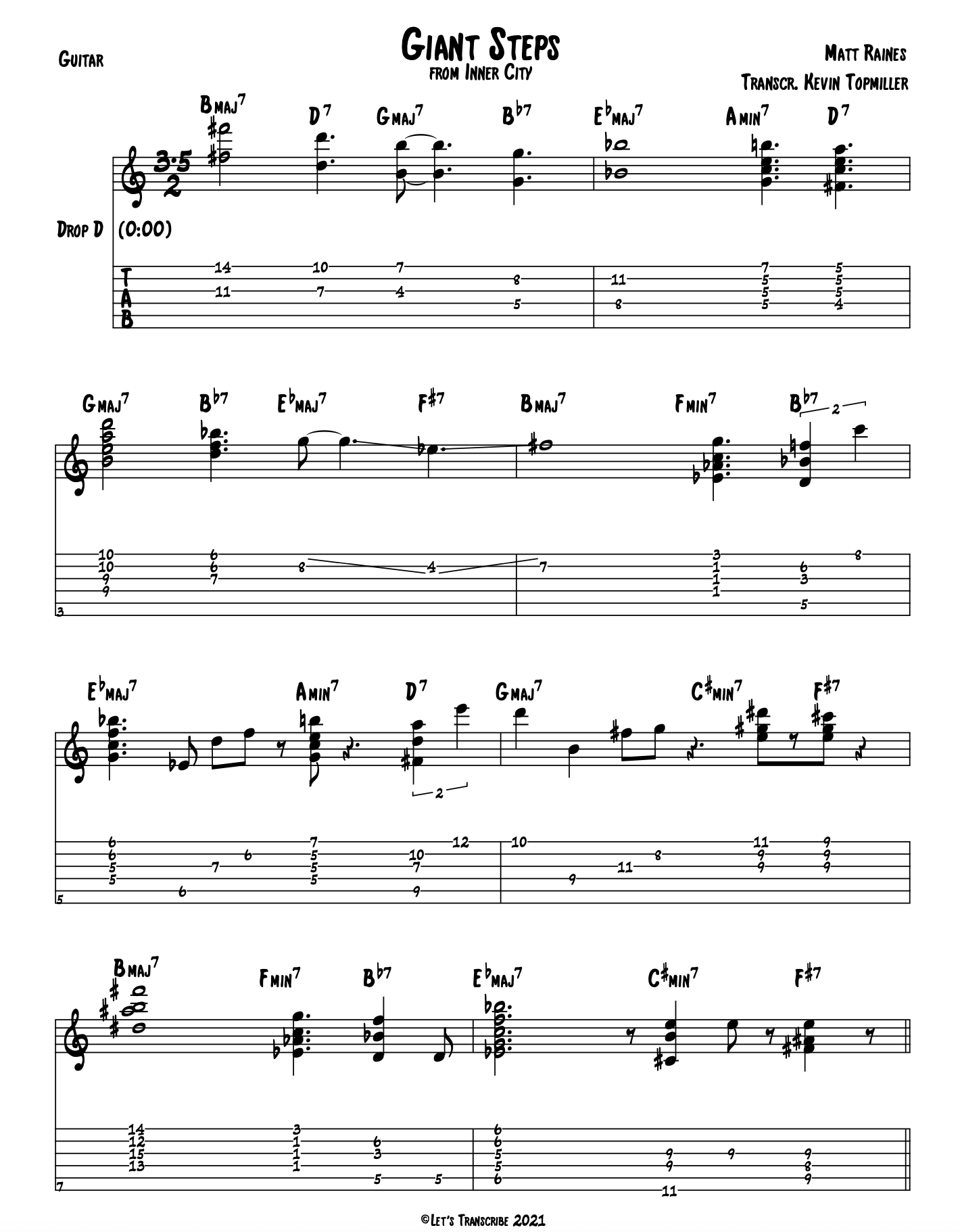 "Giant Steps" - Matt Raines (Jazz Guitar Transcription)