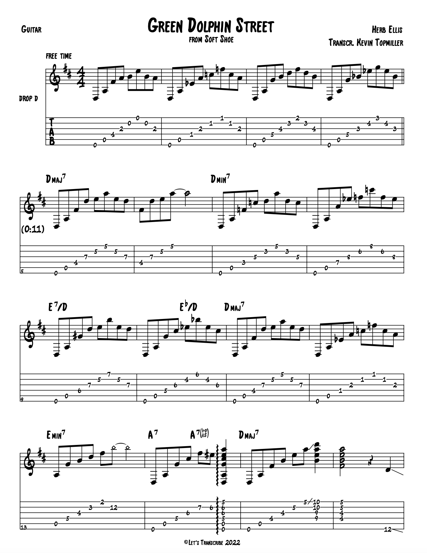 "Green Dolphin Street" - Herb Ellis (Jazz Guitar Transcription)