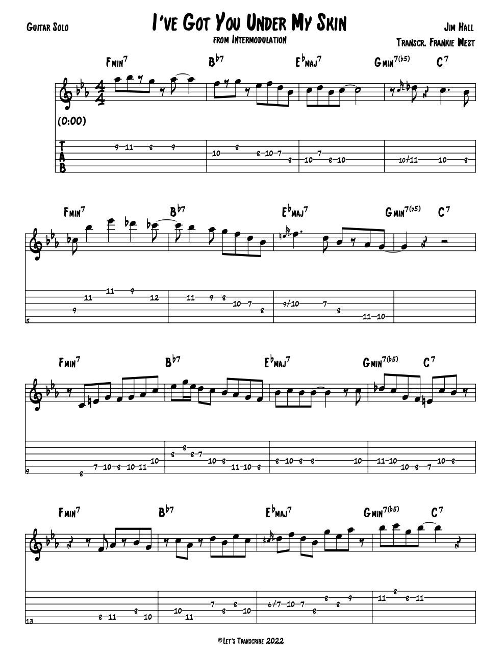 "I've Got You Under My Skin" - Jim Hall (Jazz Guitar Transcription)