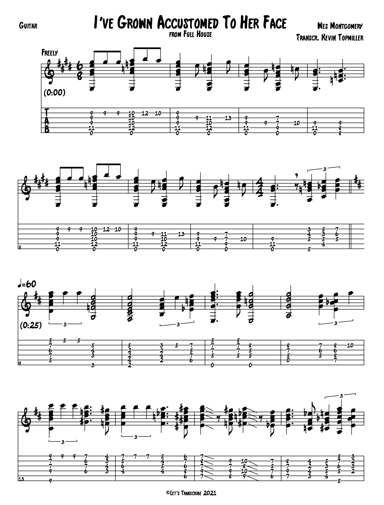 "I've Grown Accustomed To Her Face" - Wes Montgomery (Jazz Guitar Transcription)