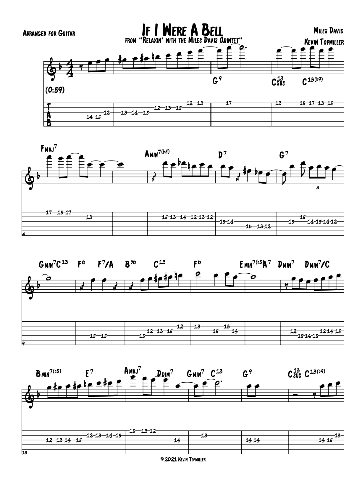 "If I Were a Bell" - Miles Davis (Jazz Guitar Transcription)