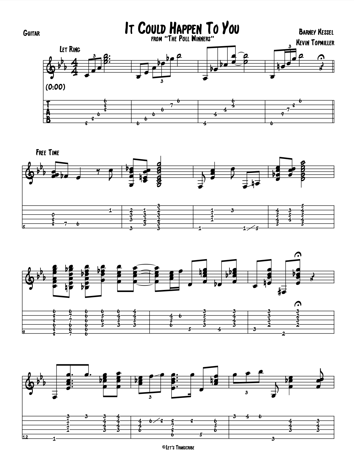 "It Could Happen To You" - Barney Kessel (Jazz Guitar Transcription)