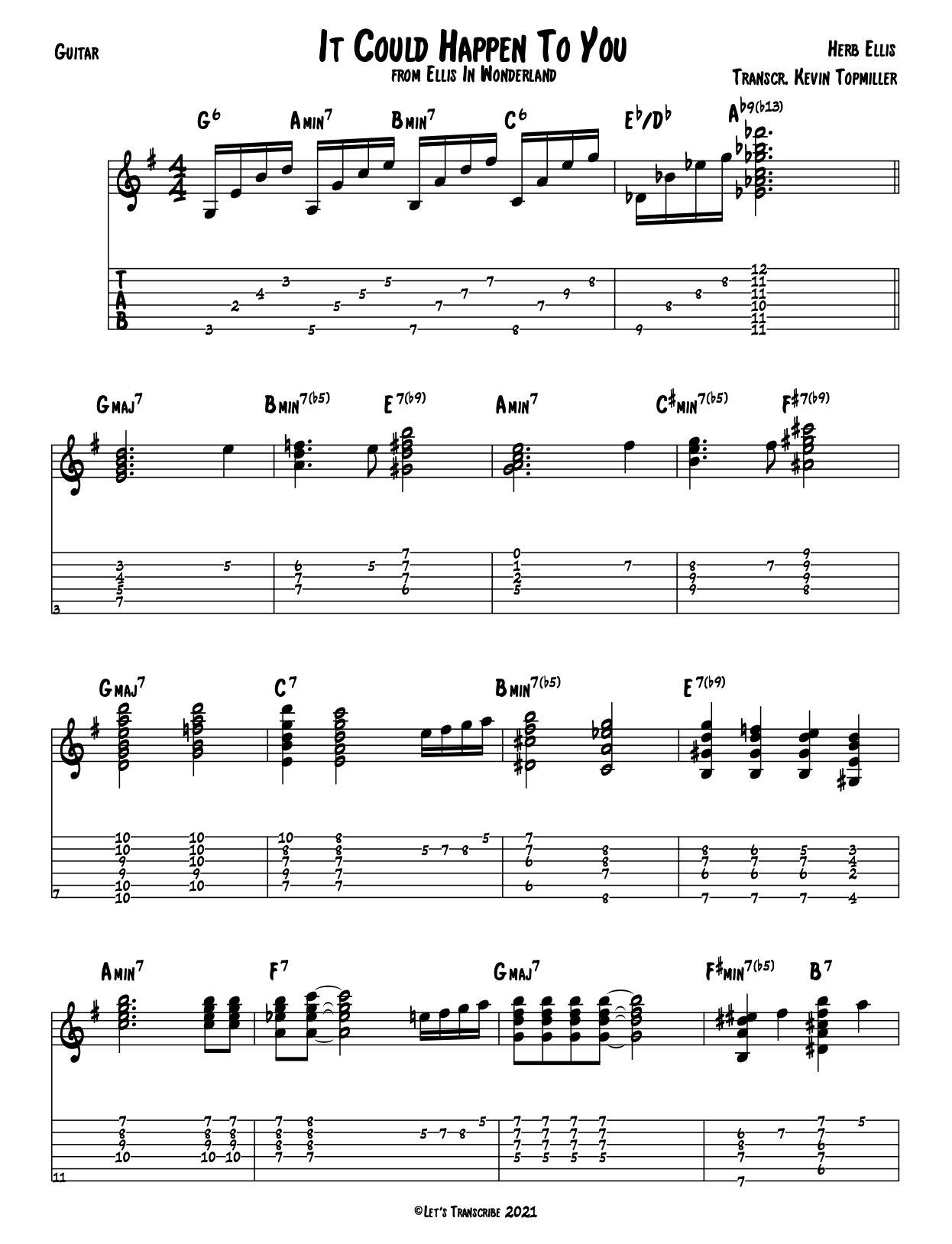 "It Could Happen to You" - Herb Ellis (Jazz Guitar Transcription)