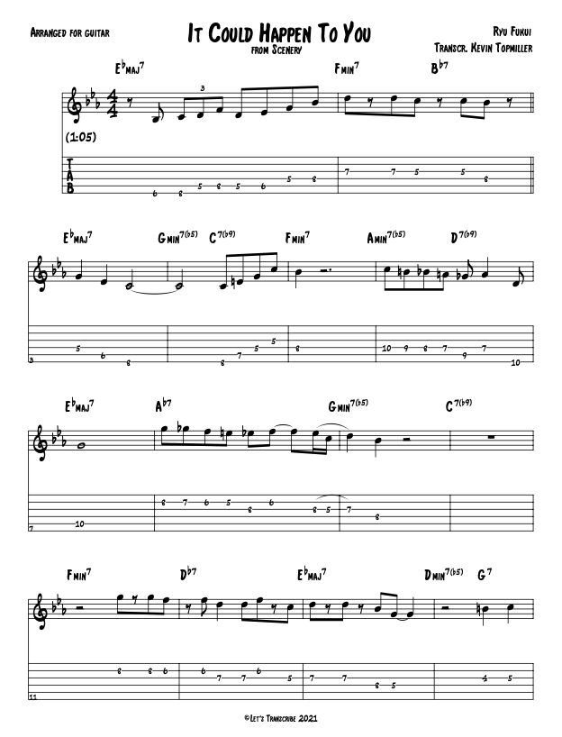 "Jam Blues" - Barney Kessel (Jazz Guitar Transcription)