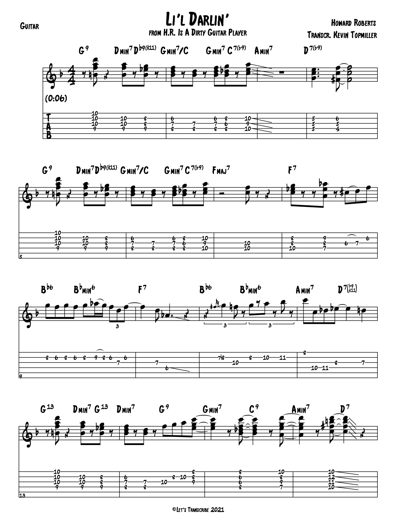 "Li’l Darlin'” – Howard Roberts (Jazz Guitar Transcription)