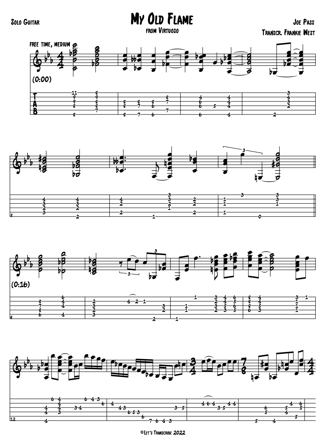 "My Old Flame" - Joe Pass (Jazz Guitar Transcription)