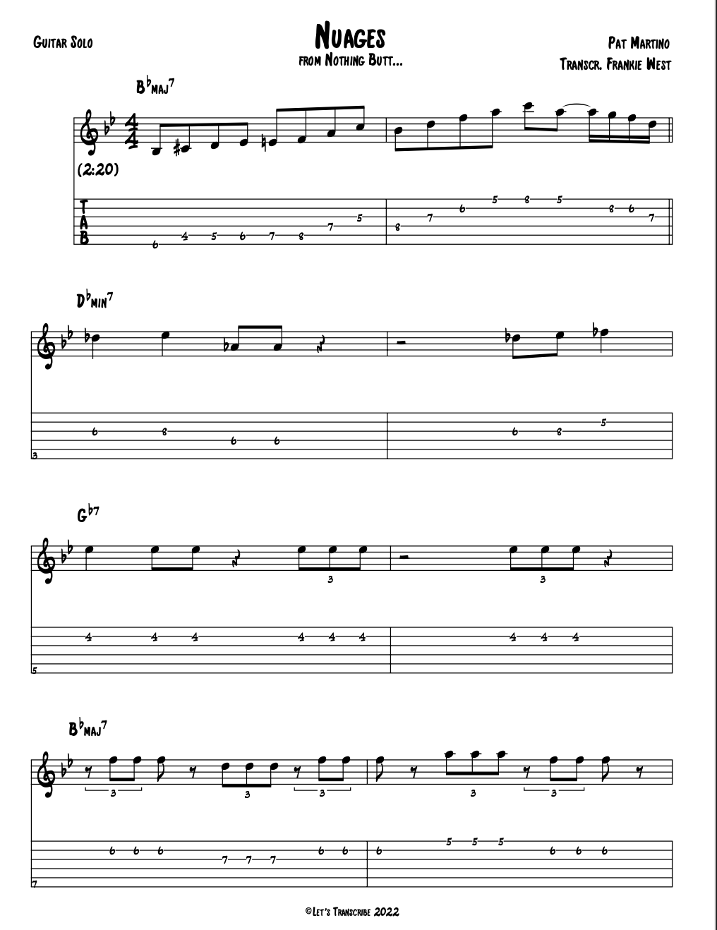 "Nuages" - Pat Martino (Jazz Guitar Transcription)