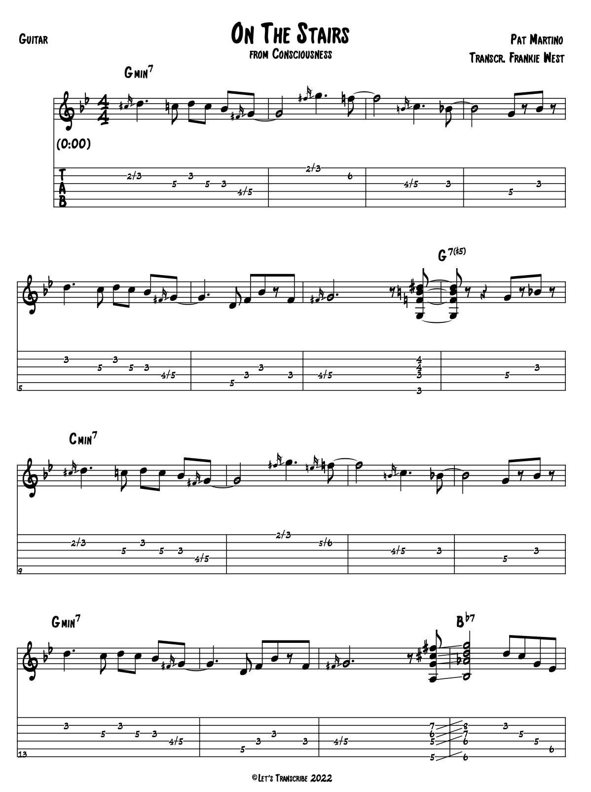 "On the Stairs" - Pat Martino (Jazz Guitar Transcription)