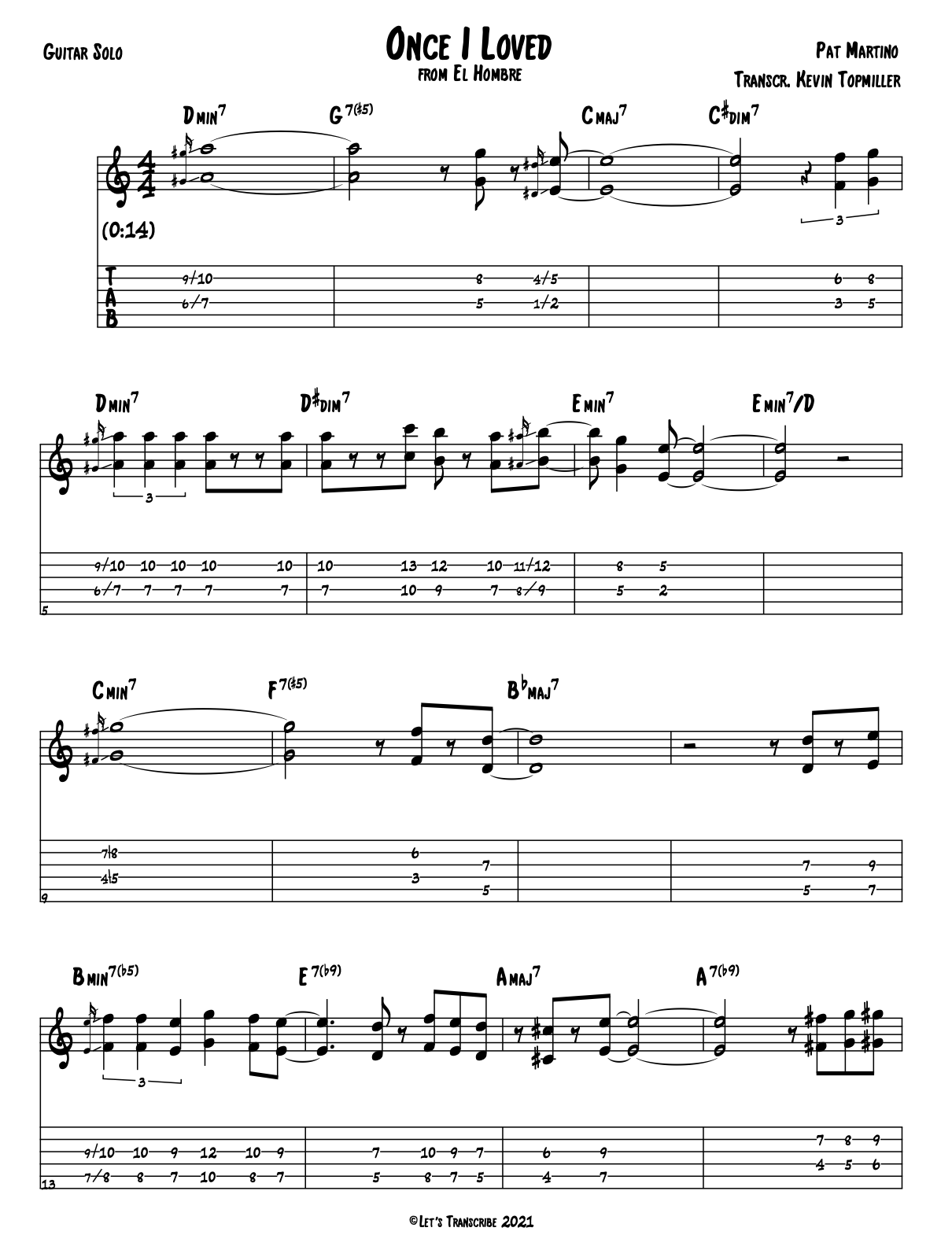 "Once I Loved" - Pat Martino (Jazz Guitar Transcription)