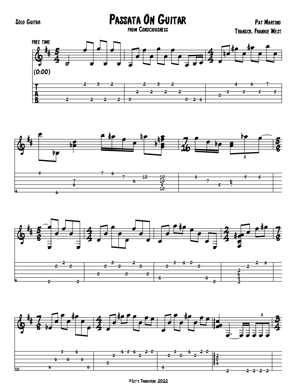 "Passata on Guitar" - Pat Martino (Jazz Guitar Transcription)