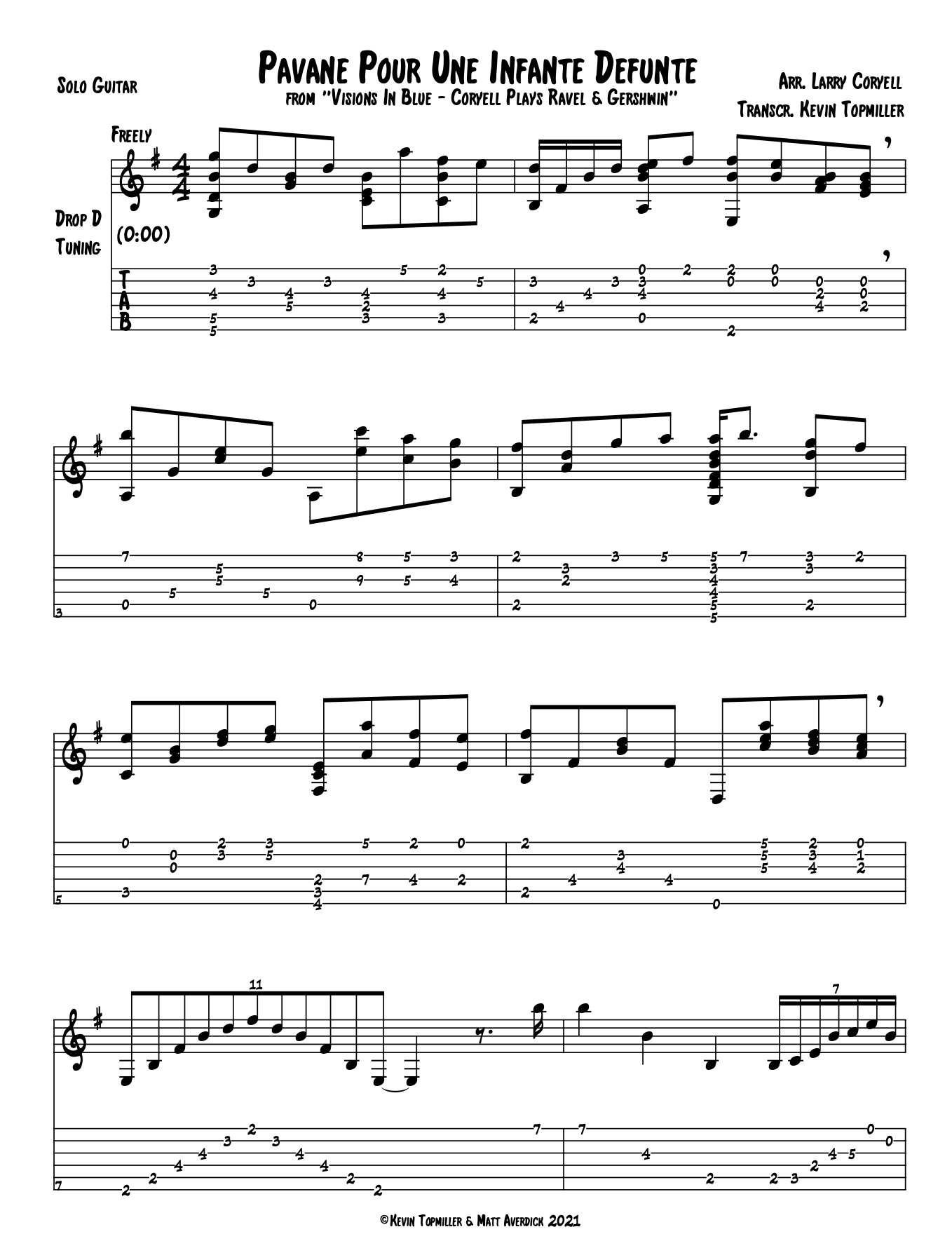 "Pavane Pour Une Infante Defunte" - Larry Coryell (Jazz Guitar Transcription)