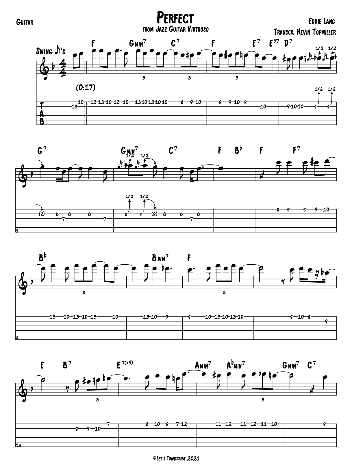"Perfect" - Eddie Lang (Jazz Guitar Transcription)