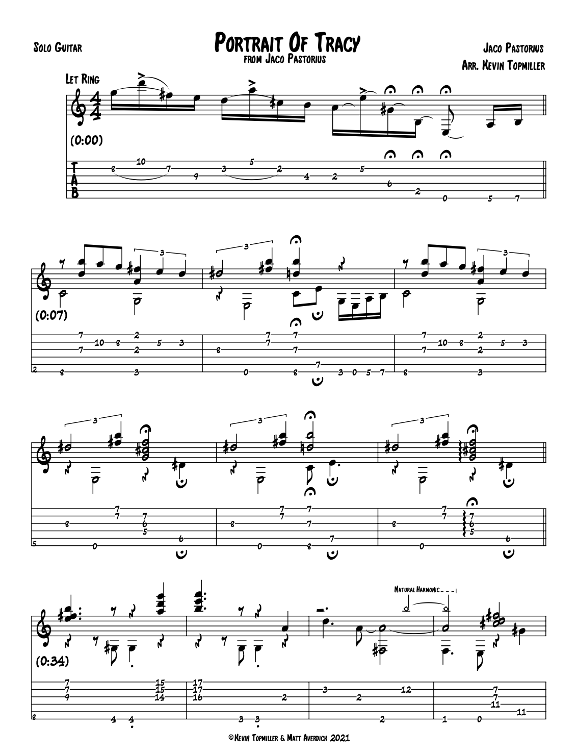 "Portrait of Tracy" - Jaco Pastorius (Jazz Guitar Transcription)