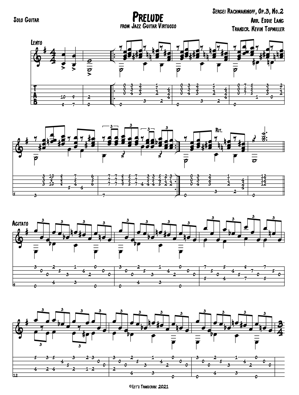 "Prelude" - Eddie Lang (Jazz Guitar Transcription)