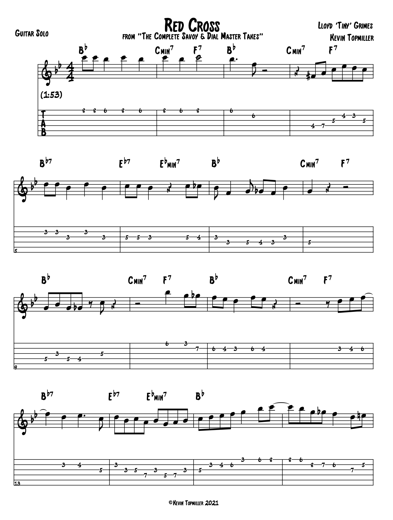 "Red Cross" - Lloyd "Tiny" Grimes (Jazz Guitar Transcription)