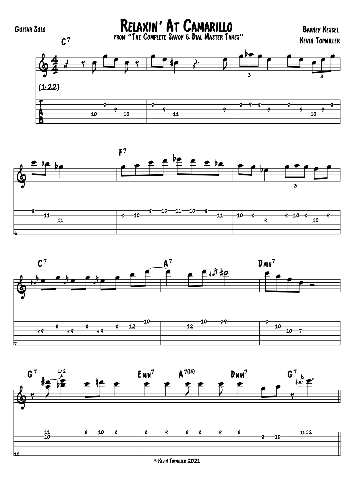 "Relaxin' At Camarillo" - Barney Kessel (Jazz Guitar Transcription)