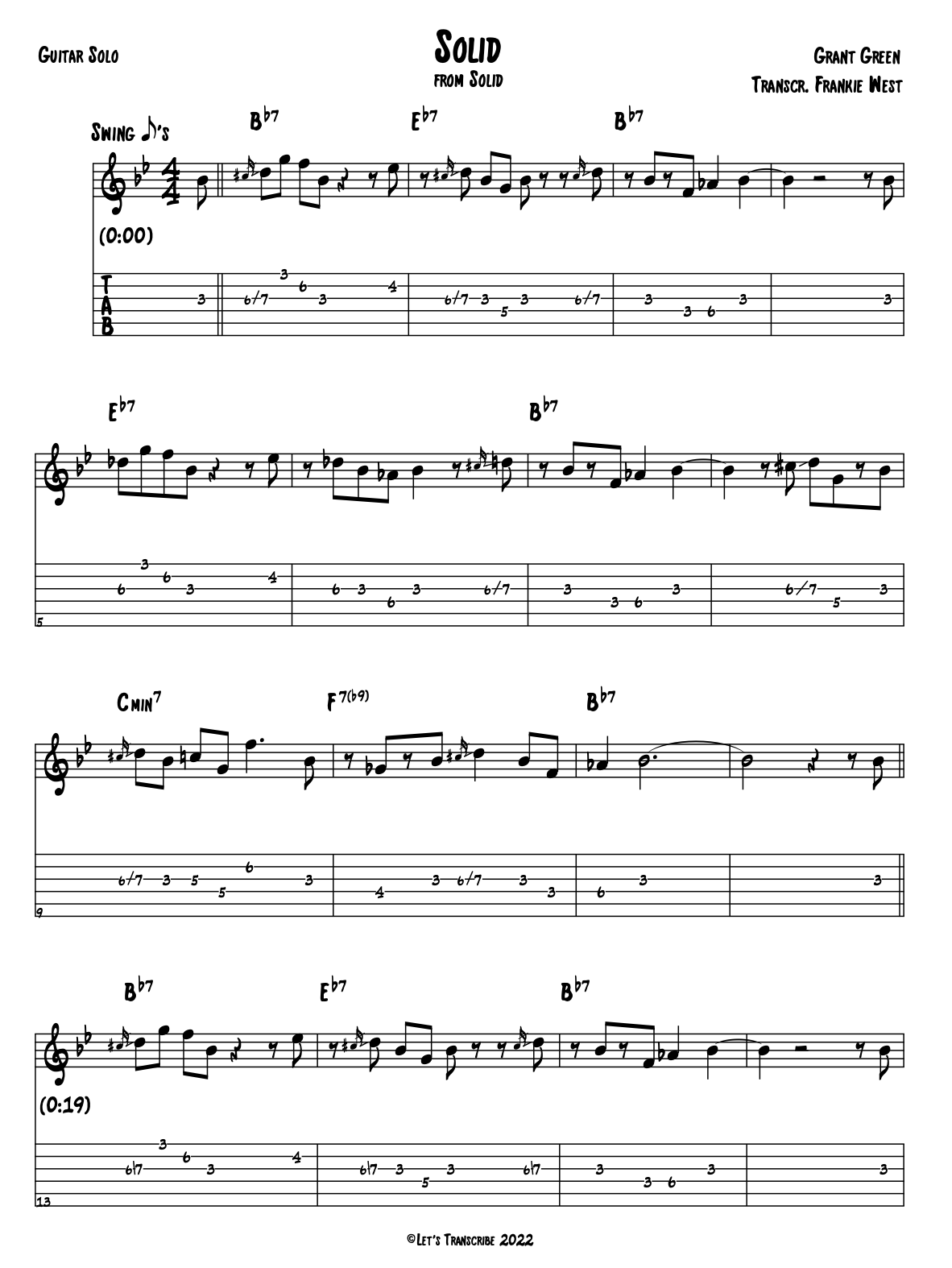 "Solid" - Grant Green (Jazz Guitar Transcription)