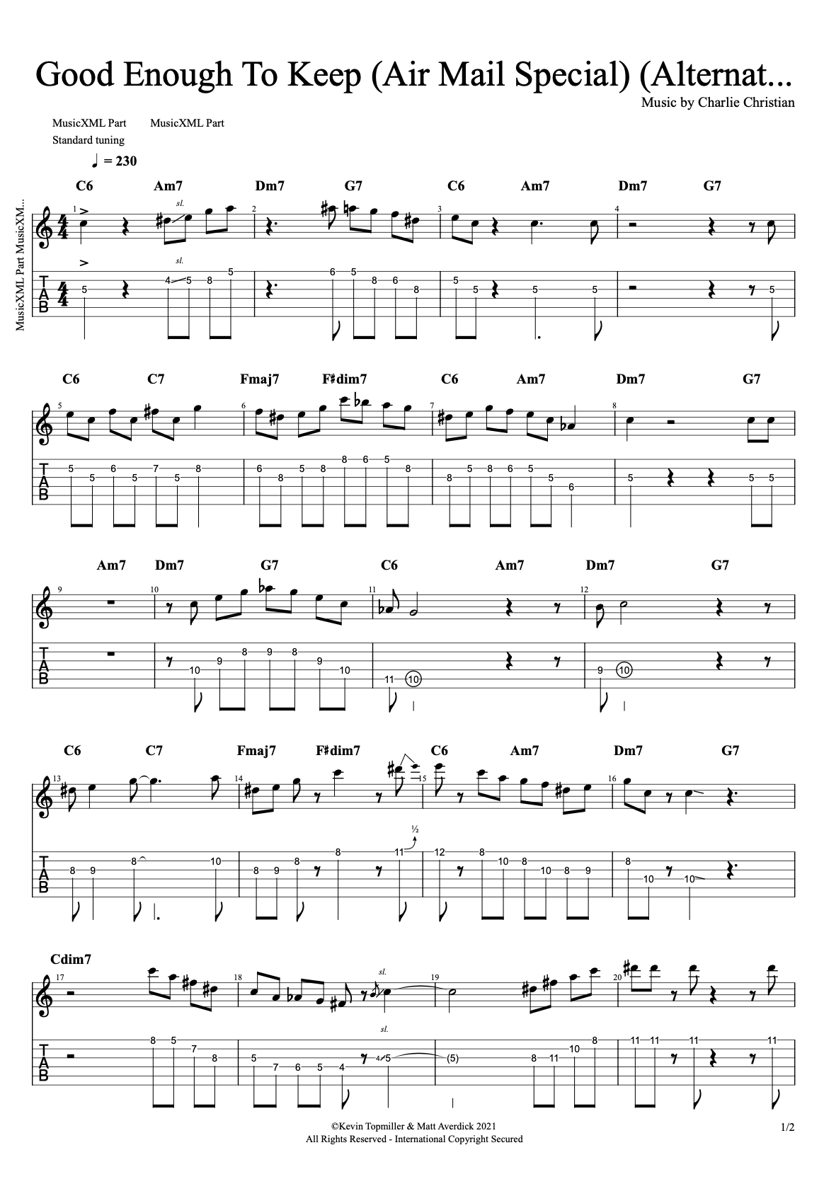 “Good Enough to Keep” (Air Mail Special) (Alt. Take) – Charlie Christian (Jazz Guitar Transcription)