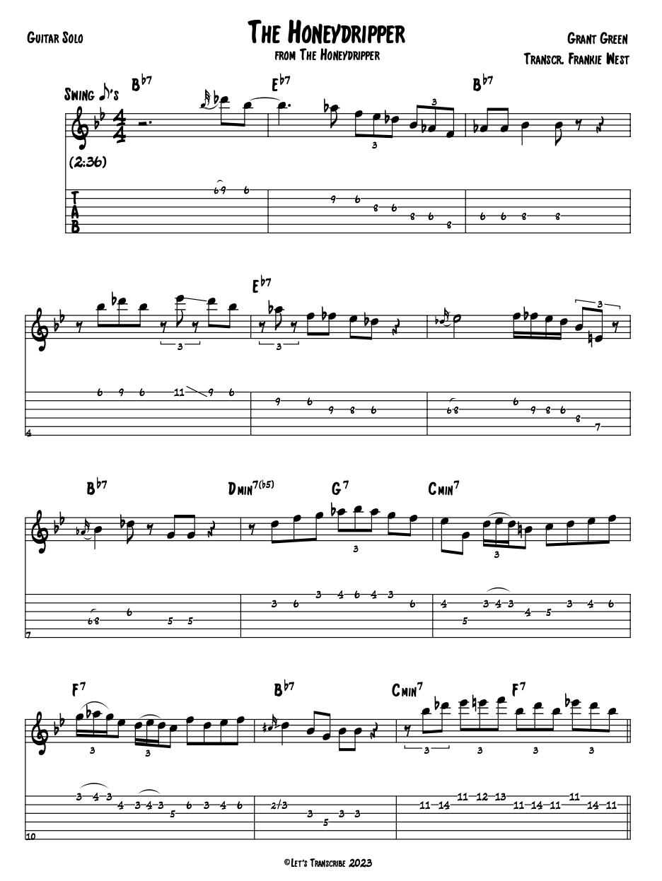 "The Honeydripper" - Grant Green (Jazz Guitar Transcription)