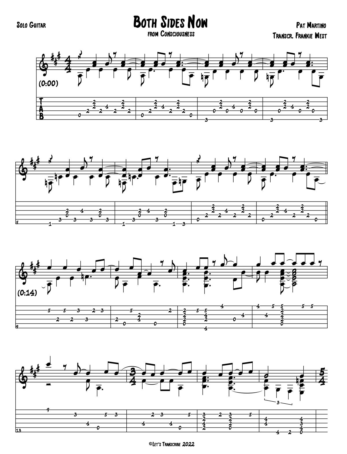 "Both Sides Now" - Pat Martino (Jazz Guitar Transcription)