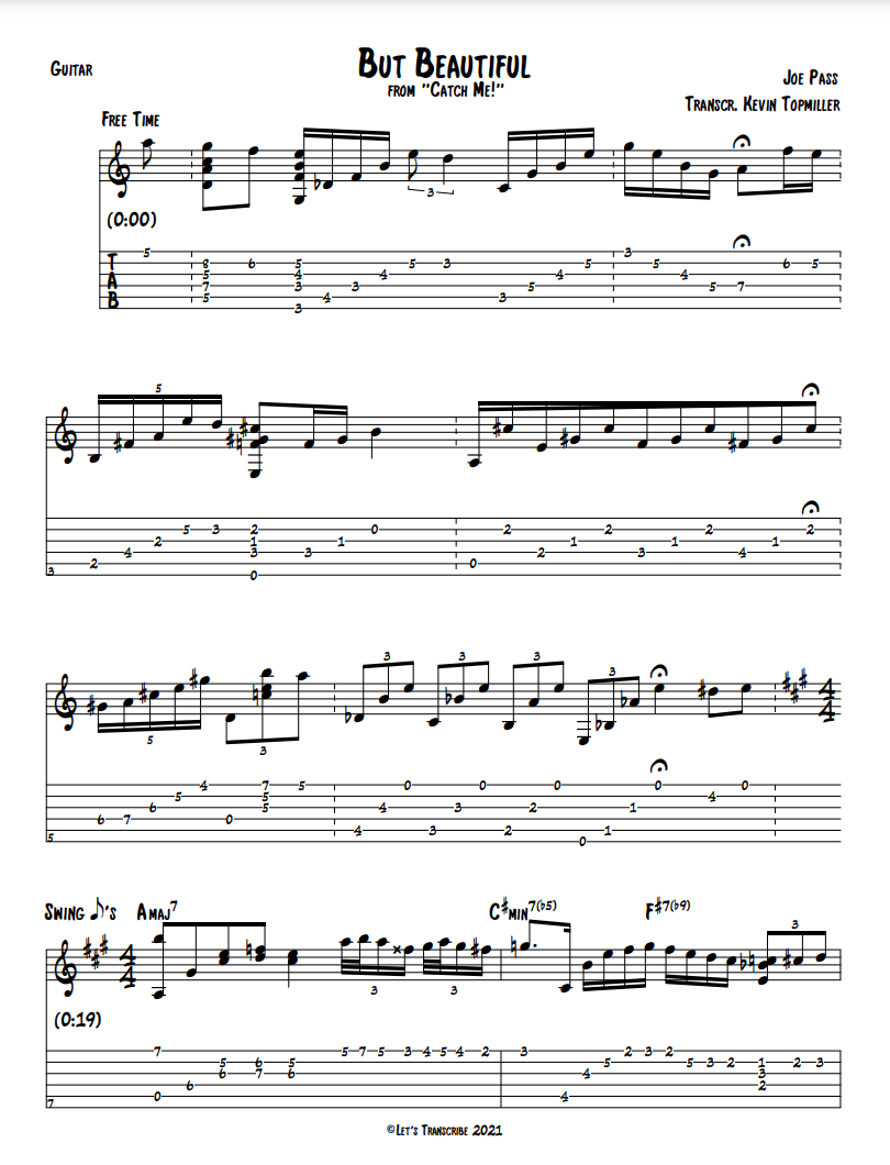 "But Beautiful" - Joe Pass (Jazz Guitar Transcription)