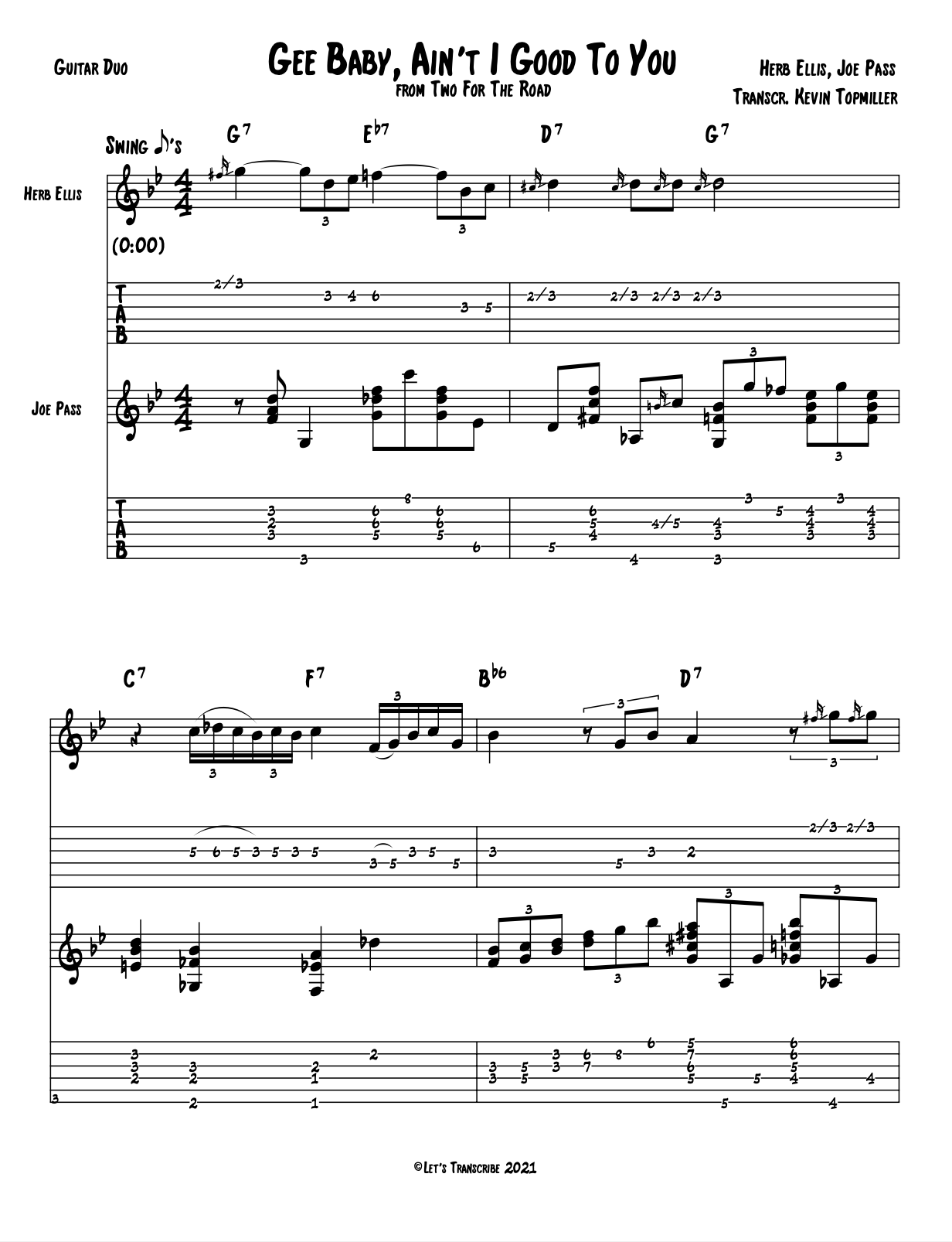 "Gee Baby, Ain't I Good to You" - Herb Ellis & Joe Pass (Jazz Guitar Transcription