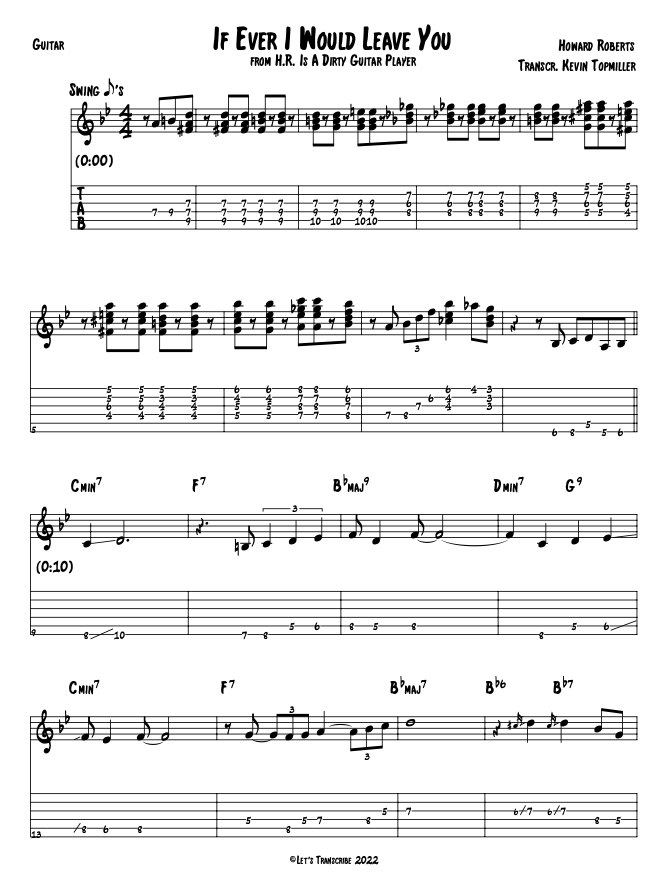 "If Ever I Would Leave You" - Howard Roberts (Jazz Guitar Transcription)