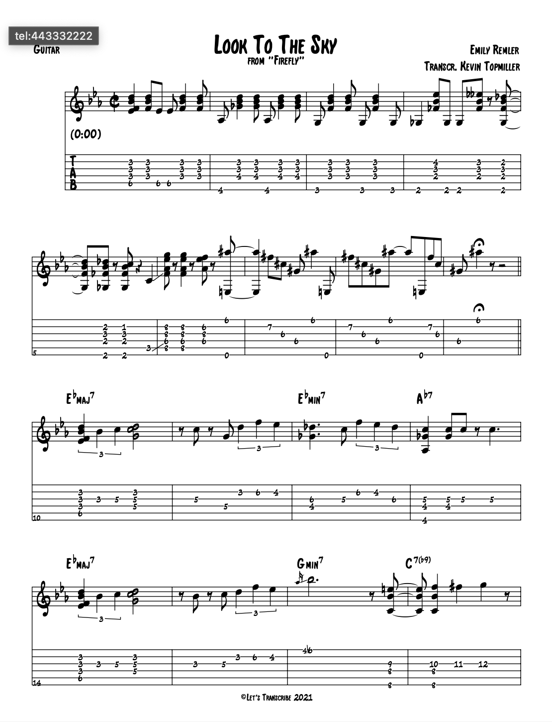 "Look to the Sky" - Emily Remler (Jazz Guitar Transcription)