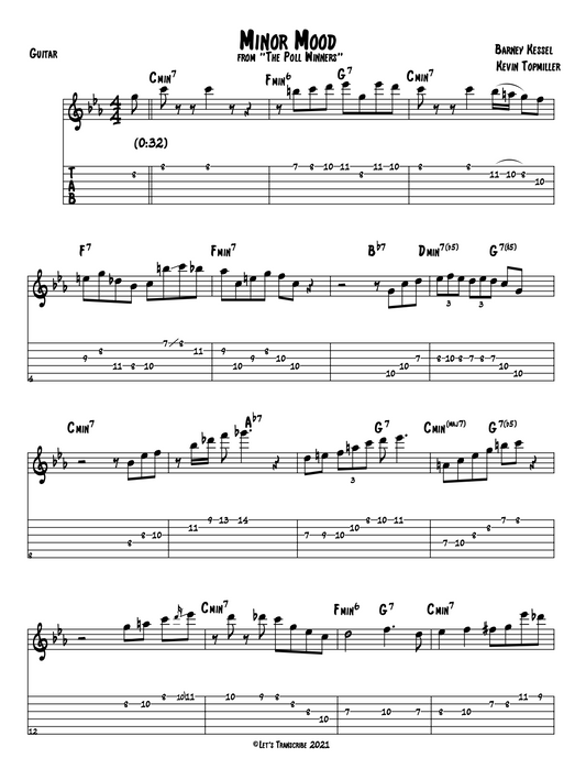 "Minor Mood" - Barney Kessel (Jazz Guitar Transcription)