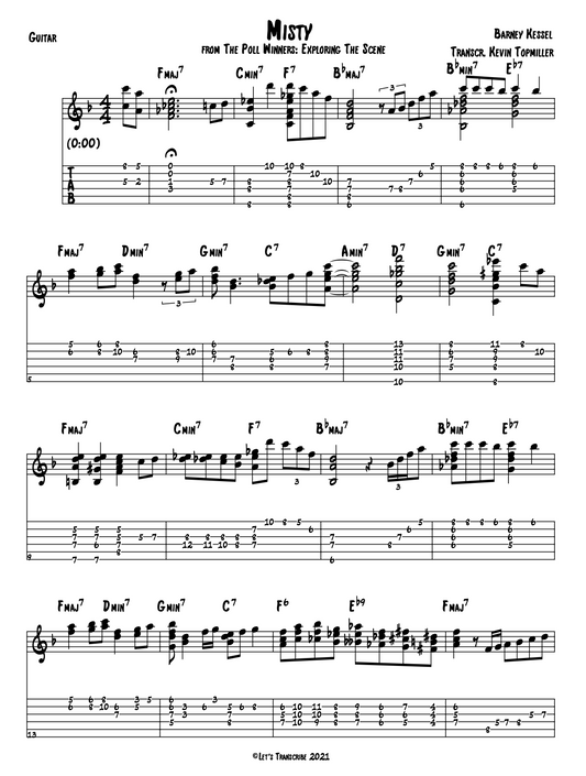"Misty" - Barney Kessel (Jazz Guitar Transcription)