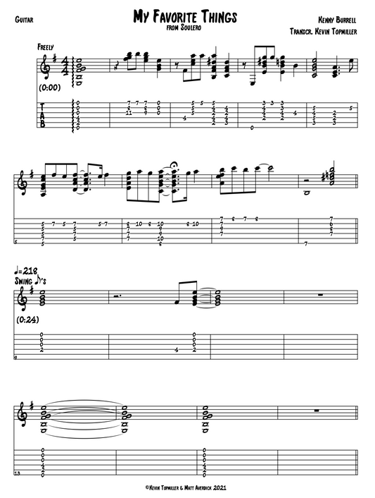 "My Favorite Things" - Kenny Burrell (Jazz Guitar Transcription)