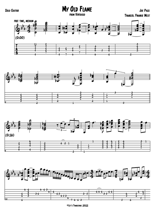 "My Old Flame" - Joe Pass (Jazz Guitar Transcription)
