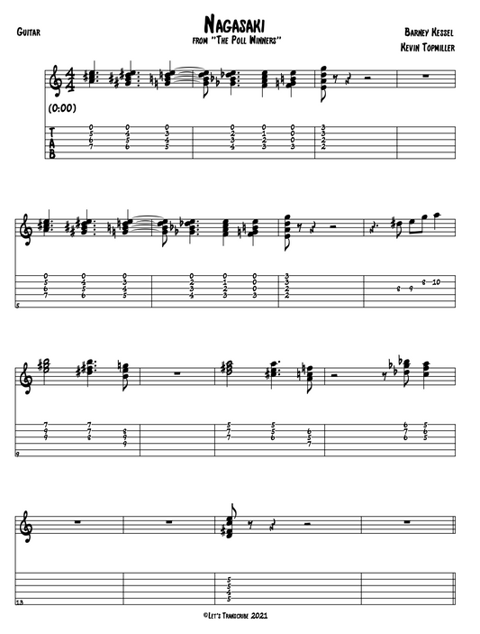 "Nagasaki" - Barney Kessel (Jazz Guitar Transcription)