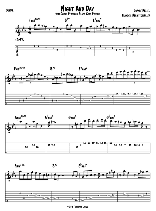 "Night and Day" - Barney Kessel (Jazz Guitar Transcription)