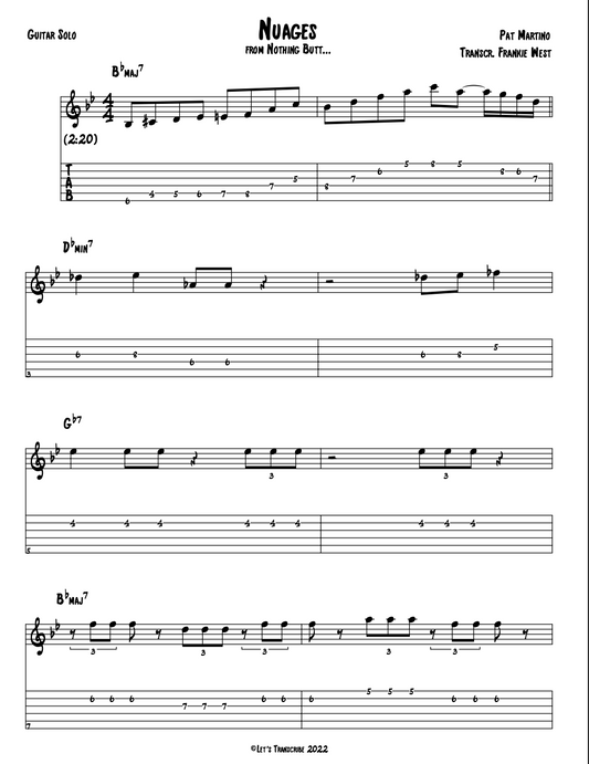 "Nuages" - Pat Martino (Jazz Guitar Transcription)